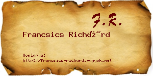 Francsics Richárd névjegykártya